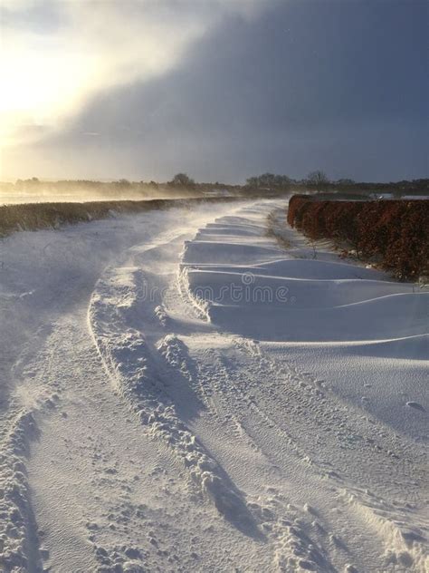 Rural Snow Drift Across The Country Road Editorial Image Image Of