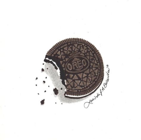 And instead of placing it right in the center, move it down slightly. Drawing of oreo cookie photo realistic art illustration