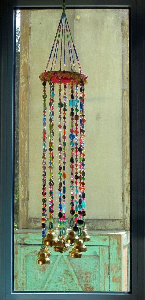Wind Chime Beaded Mobile With Brass Bells Sun Catcher Bohemian
