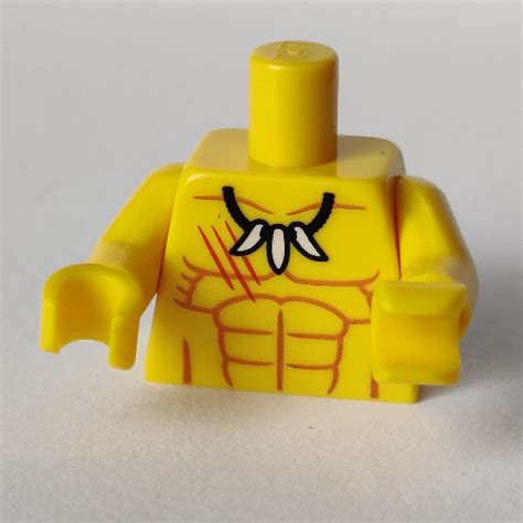 LEGO PART C H Pr Torso Bare Chest With Muscles And Tooth