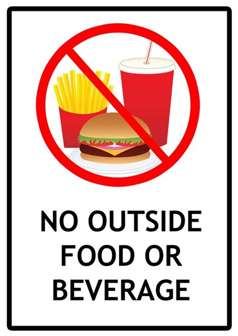 Printable No Outside Food And Beverage Sign Live Plus