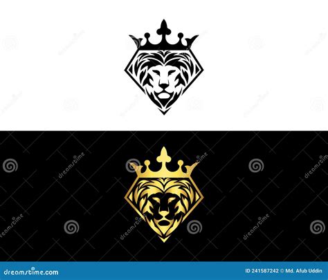 Luxury Elegant Lion Logo Design Icon Black And Gold Color Stock Vector