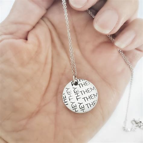 They Them Pronoun Necklace Non Binary Jewelry Genderqueer Etsy