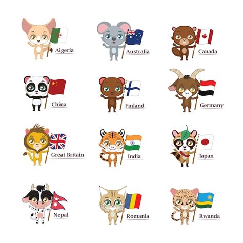Free Vector Animals And Flags Collection