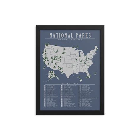 National Park Bucket List Map Poster All 63 Parks Updated Etsy