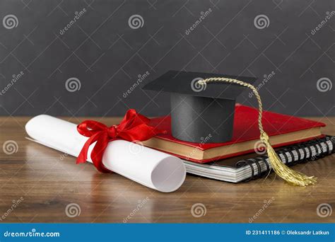 Education Day Arrangement With Graduation Cap High Quality Photo Stock