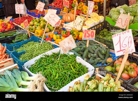 Great Choice Of Fresh Vegetables For Sale At A Market In Naples Italy
