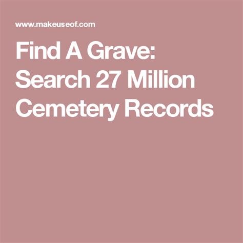Find A Grave Search 27 Million Cemetery Records Cemetery Records