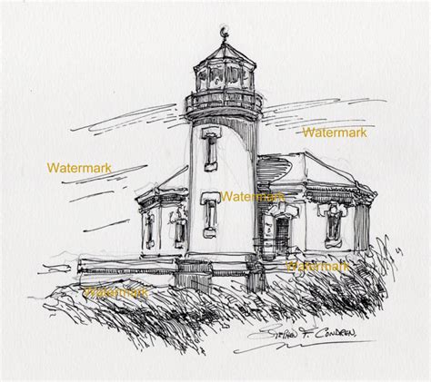 Bandon Lighthouse 944a Pen Ink Landmark Drawing • Stephen Condren