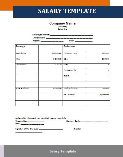 Salary advance form word format. Salary Template | Job letter, Salary, Payroll template