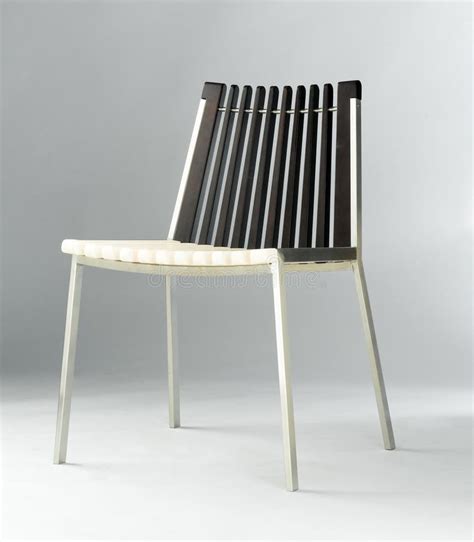 Modern Chair Design Combination Of Woods And Steel Stock Photo Image