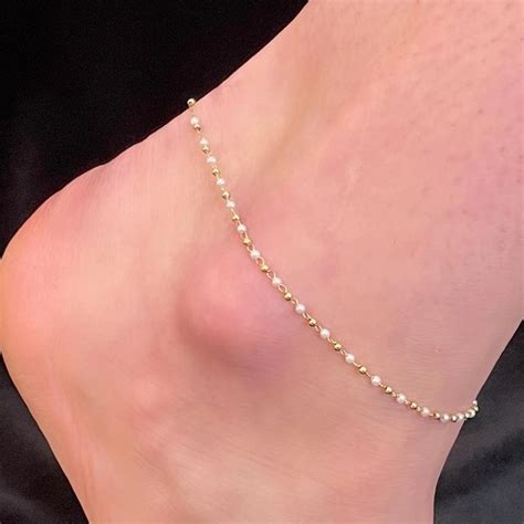 Dainty Anklet With Freshwater Pearls Ankle Bracelets Gold Anklets