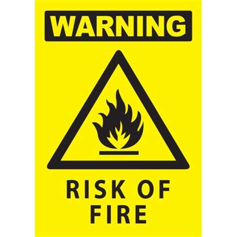 Warning Risk Of Fire Safety Sign 340x240mm Officemax Nz