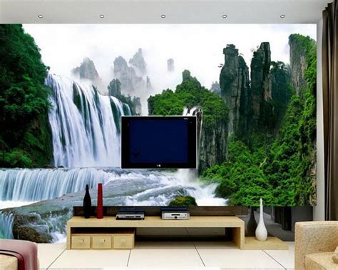 Beibehang Custom Wallpaper Landscape Waterfalls Living Room Tv Wall