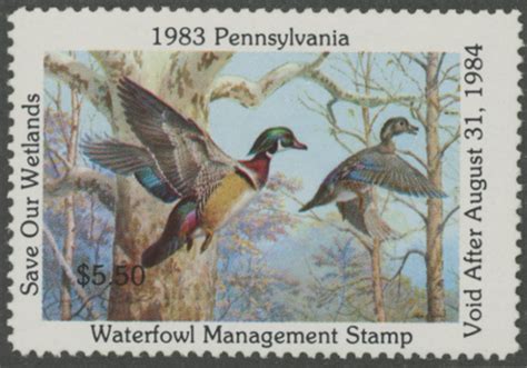 1983 Pennsylvania Duck Stamp First Of State Steamboat Island Duck Stamps