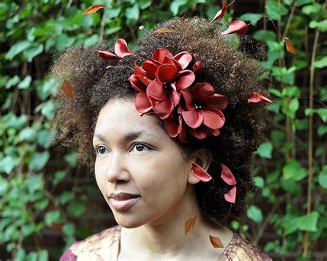 Natural Hair Accessories Headband Brown Autumn Flowers Natural Hair
