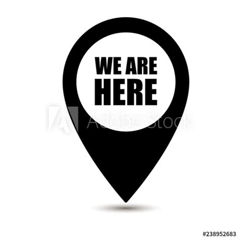 We are here map pointer icon isolated on white background. We are here map pin isolated on white ...