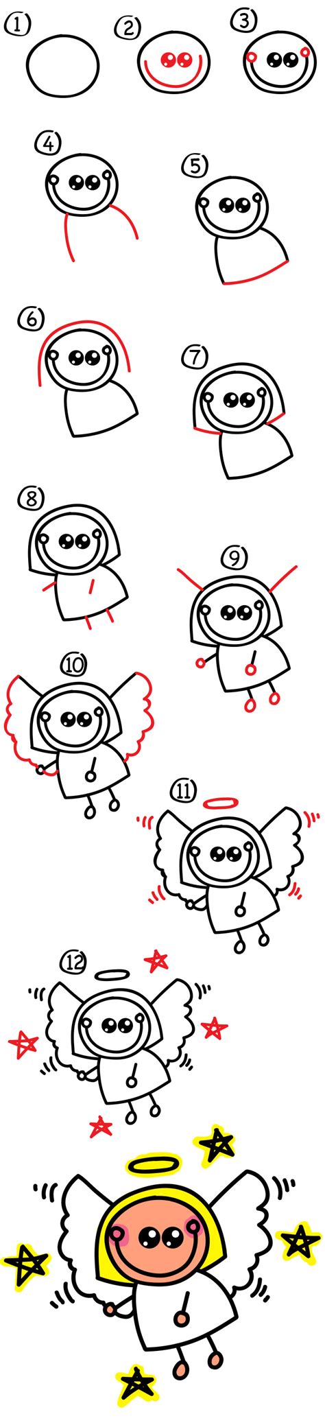Draw this cute angel by following this drawing lesson. How To Draw An Angel - Art For Kids Hub
