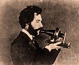 Portrait Of Alexander Graham Bell Speaking Into A Telephone Receiver ...