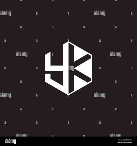 yk y k ky logo monogram hexagon with black background negative space style stock vector image