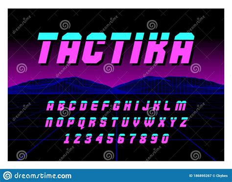 80`s Retro Futurism Style Font Vector Brush Stroke Alphabet Retro