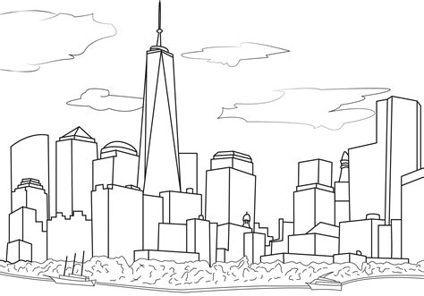 New York Skyline New York Adult Coloring Pages