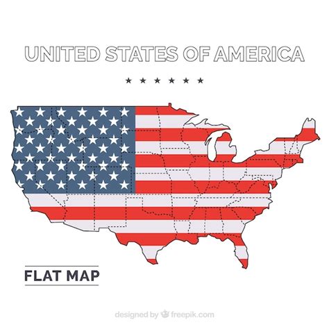 United States Of America Flat Map Vector Free Download