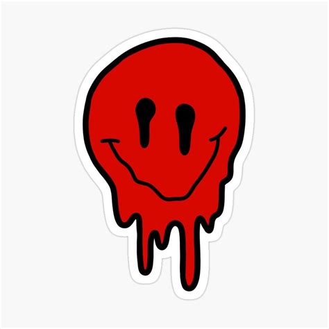 Red Drippy Smiley Face Sticker By Zarapatel In 2021 Face Stickers