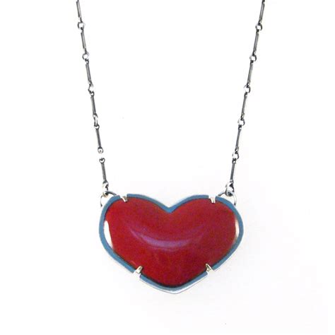 Small Enamel Heart Necklace By Lisa Crowder Enameled Necklace