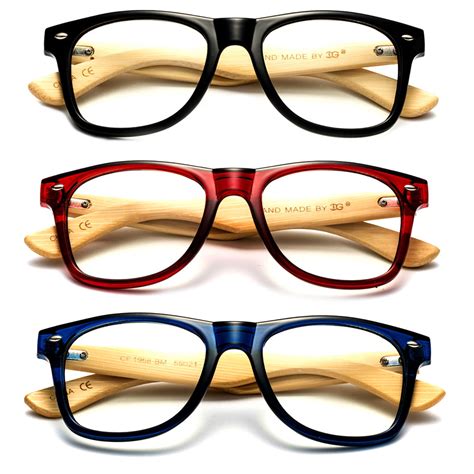 Newbee Fashion Real Bamboo Temples Clear Frames Glasses Men Women Wooden Frames