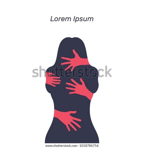 Silhouette Woman Harassment Hands Vector Illustration Stock Vector Royalty Free 1018786756