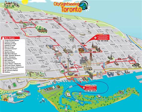 Double Decker City Tour Map City Sightseeing Toronto Toronto
