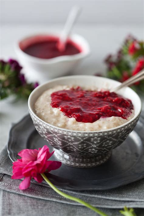 The spruce sweetened condensed milk adds richness and sweetness to recipes, making it great for desserts and creamy drinks. Almond milk rice pudding with raspberry sauce (vegan and GF)
