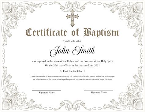 Editable Baptism Certificate Template Printable Certificate Of Baptism