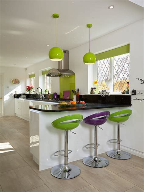 Greenery upholstered chairs and a bold artwork will spruce up any dining space. Lime Green Kitchen Home Design Ideas, Pictures, Remodel ...