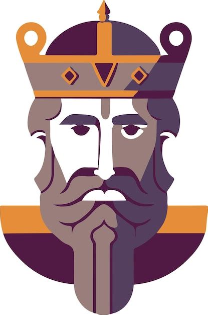 Premium Vector The Head Of A King With A Beard And A Crown