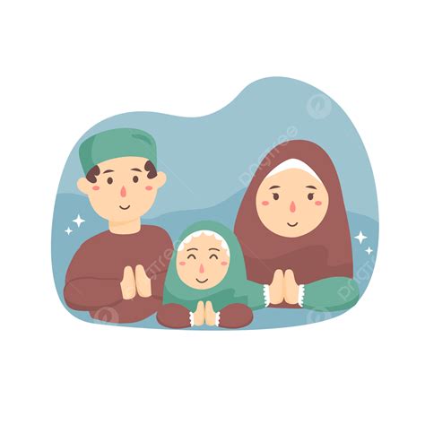 Gambar Keluarga Ramadhan Kareem Mubarak Dengan Orang Tua Dan Anak Anak