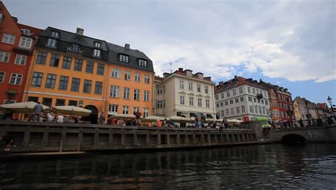 Copenhagen Denmark â August 11 People And Houses With Small Cafes On