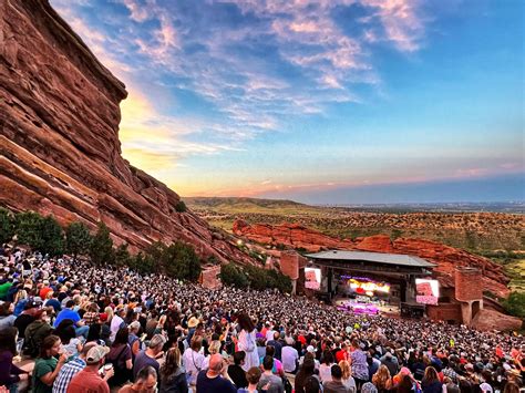 49521. There Goes the Sun: Sunset at Red Rocks Amphitheater, Colorado