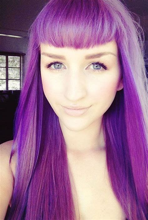 Long Purple Hair With Bangs Try On Hairstyles Modern Hairstyles