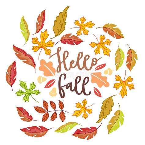 Hello November Poster With Bright Autumn Birch Elm Oak Rowan And