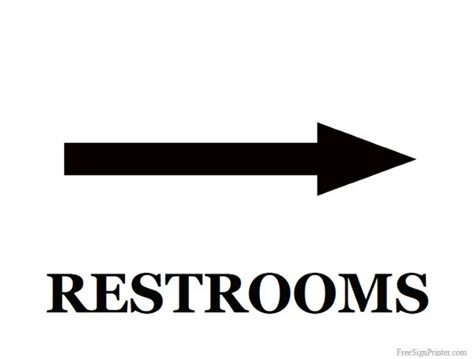Printable Restroom With Right Arrow Sign Printable Bathroom Signs
