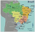Grande regiones mapa de Brasil | Brasil | América del Sur | Mapas del Mundo