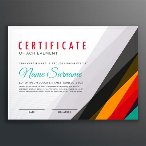 Modern Certificate Design Template With Colorful Lines Download Free