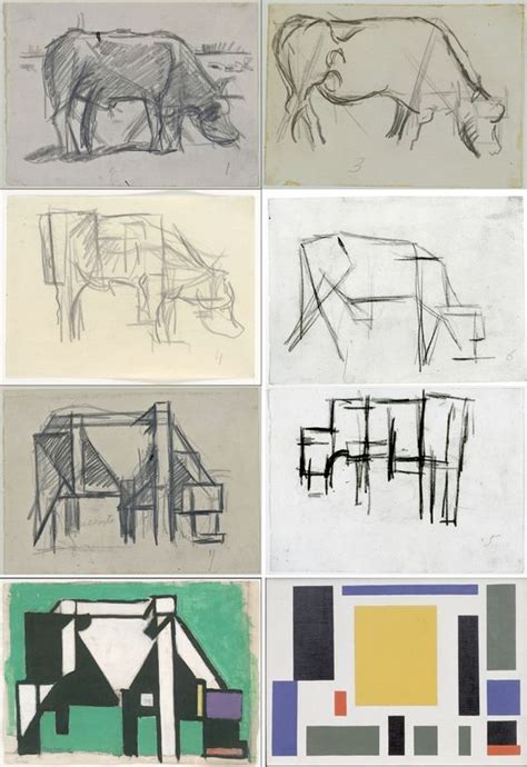 Theo Van Doesburg Cow Cubism Abstraction Turning A Realistic Image