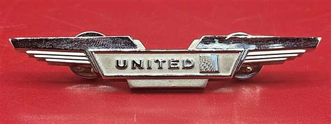 Vintage United Airlines Flight Attendant Stewardess Pilot Silver Tone