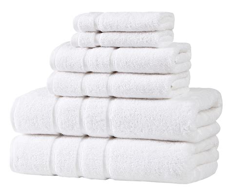 Upthrone Luxury Turkish Cotton White Bath Towels Set Of 6 Bathroom