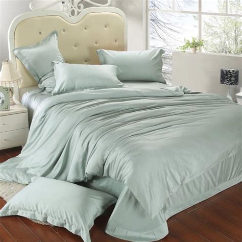 Luxury King Size Bedding Set Queen Light Mint Green Duvet Cover Bed In