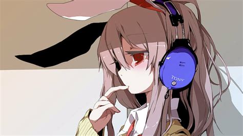 Hd Wallpaper Anime Bunny Close Up Ears Eyes Faces Girls S Hair Headphones Wallpaper Flare