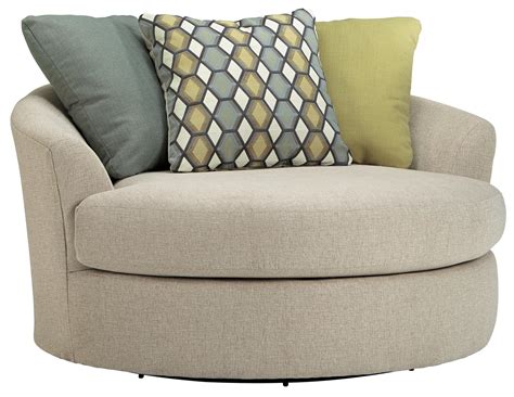Benchcraft Casheral Round Oversized Swivel Accent Chair With Loose Back